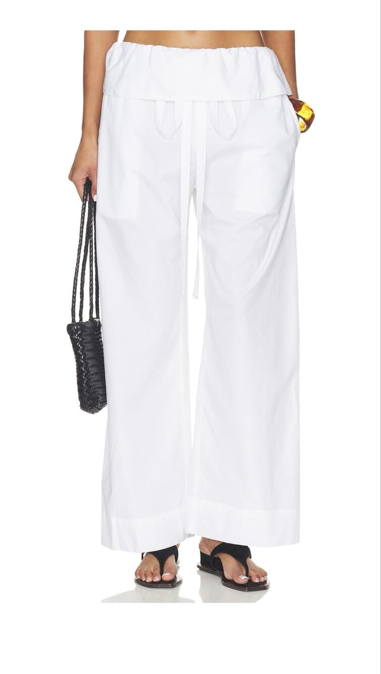 NIB Enza Costa Cotton Peplum Pant in White